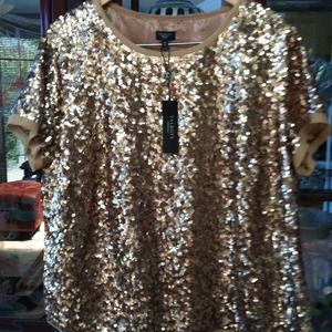 Talbots Gold Sequined Top