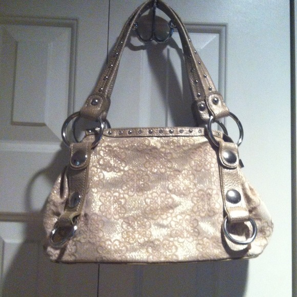 Cream with gold print Kathy bag
