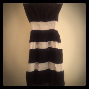 Black + white striped strapless Ralph Lauren dress