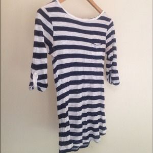 Navy Blue and White Stripped 3/4 sleeved top