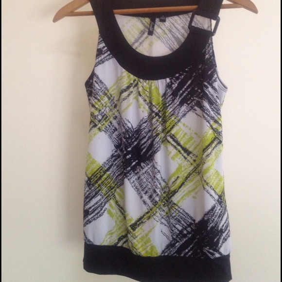 Green white and black dressy comfy top