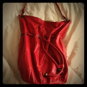 Red leather 2-way bag
