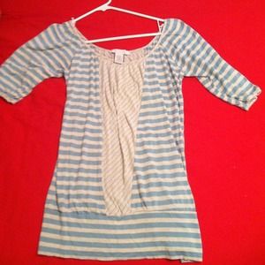 Teal & grey striped tunic.