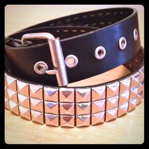 Triple row studded leather belt
