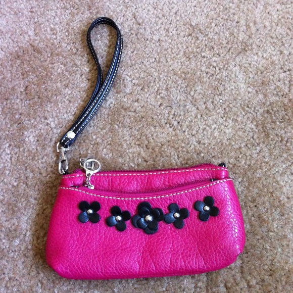 Pink wristlet with flowers