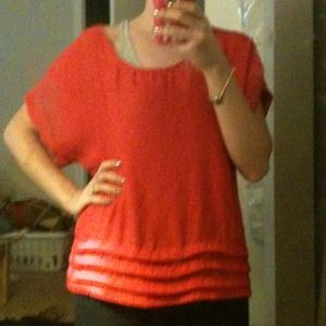 SOLD REDUCED Coral pleated silky top