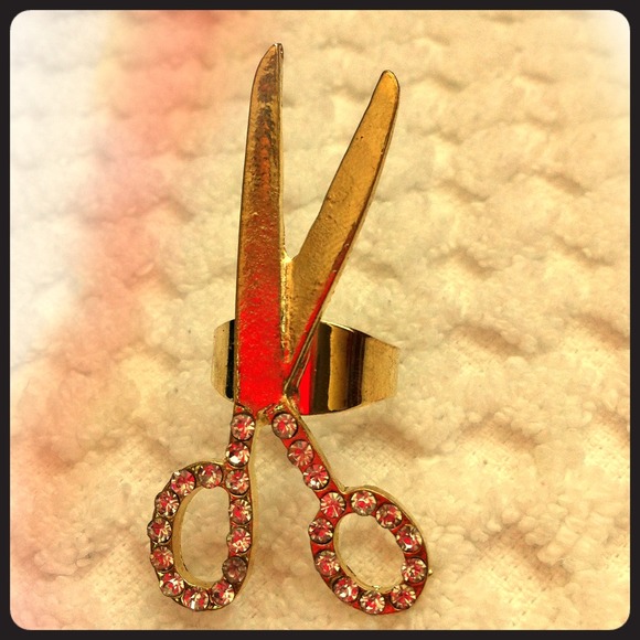 NEW gold scissors ring