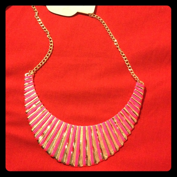 NEON PINK AND SILVER NECKLACE