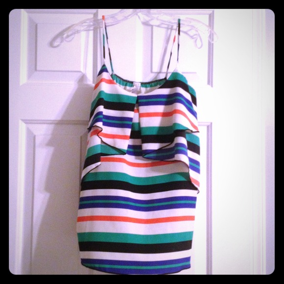 🚫Sold🚫Spaghetti strap striped ruffle blouse