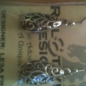 Antiqued Silvertone Filagree Earrings