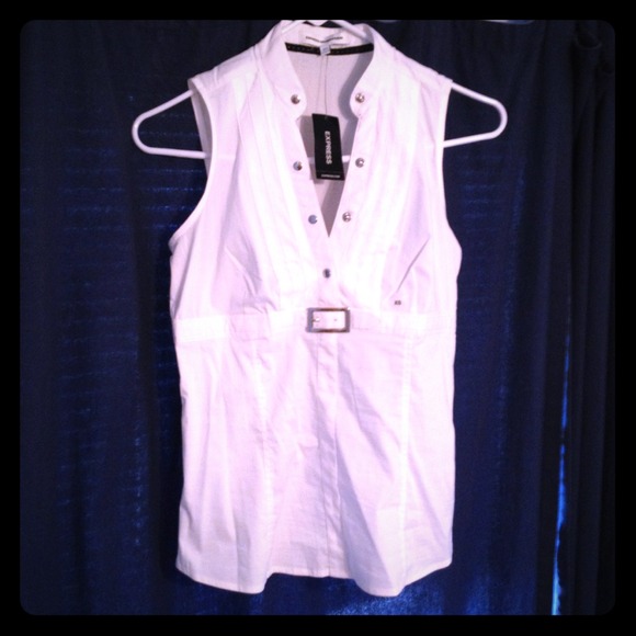 NWT Express white button sleeveless shirt - Picture 1 of 2