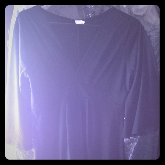 Short, black V- neck dress