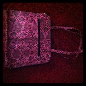 Buxton Pink Snake Skin Print Laptop Bag