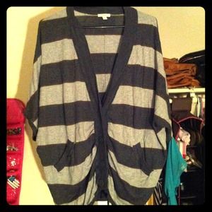 Brown, gray&dark gray striped Oversized Cardigan