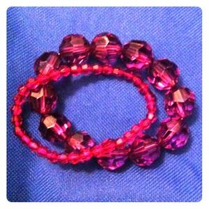 Fuchsia & a dark lavender bracelet set <3 free w/