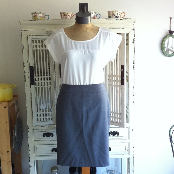 J. Crew Wool Pencil Skirt - Gray
