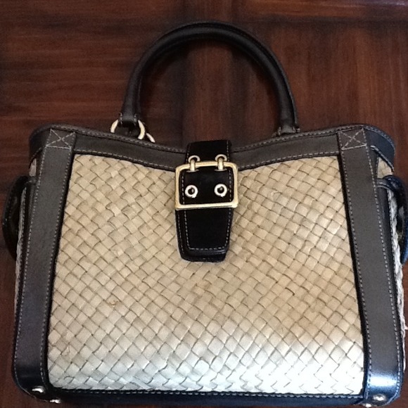 Coach Straw & Black Tote