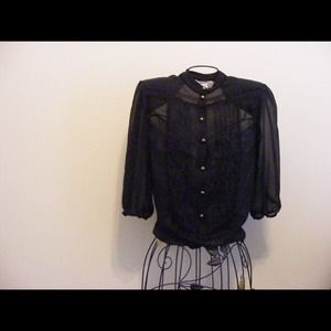 **SOLD**Kenzie sheer black blouse. Size 6