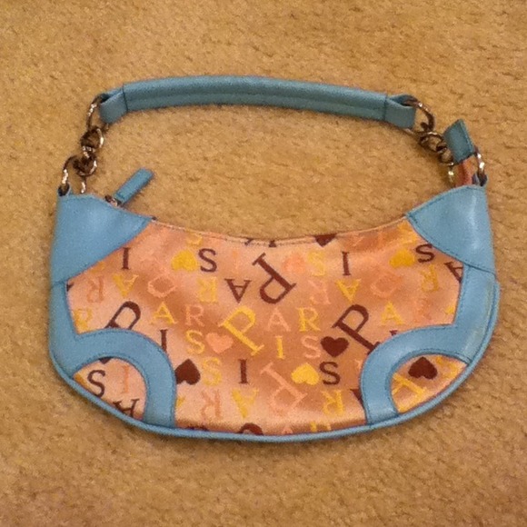 Blue and pink Paris purse