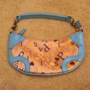 Blue and pink Paris purse