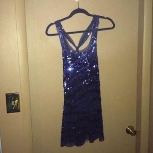 Blue sequined top