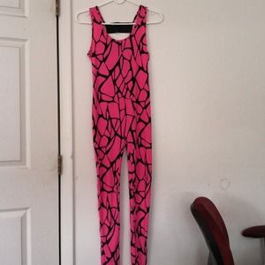 Pink and black Spandex body suit