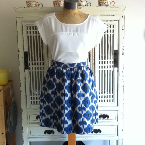 Michael Kors Linen Ikat Skirt