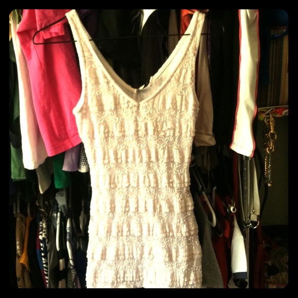 Deep v neck lace top