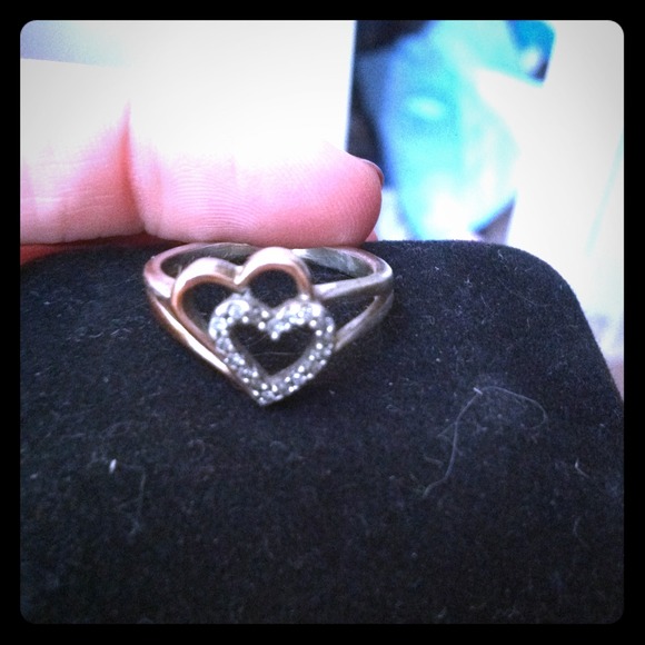 Gold silver and diamond ring