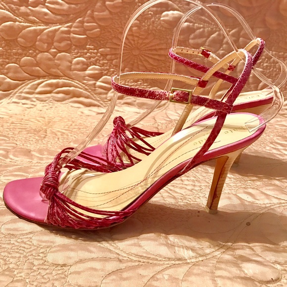 kate spade Shoes - KATE SPADE Pink Snakeskin Ankle-strap Sandals
