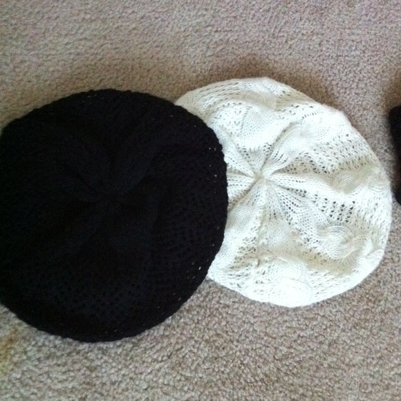 White and black knitted beanies