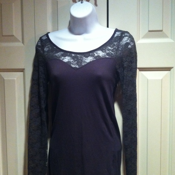 Charcoal cutout lace top