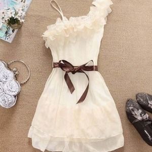 Brand New! One shoulder Ruffle shoulder dress