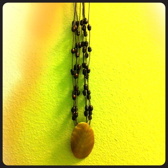 Freshwater pearl and abalone shell necklace