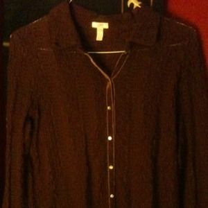 Plum Shirt With Velvet Trim