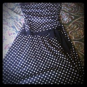 Black polka dot strapless dress size small