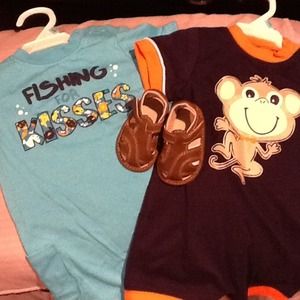 Tops - NWT Bundle of 2 Infant Rompers & Sandals! Tops - NWT Bundle of 2 Infant Rompers & Sandals!