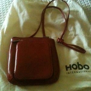 Small deep red Hobo leather shoulder bag