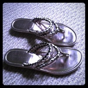 Silver, black and white sandals!!
