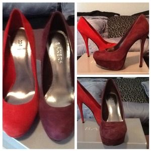 Burgundy Melina style pumps from Bakers. Size 6
