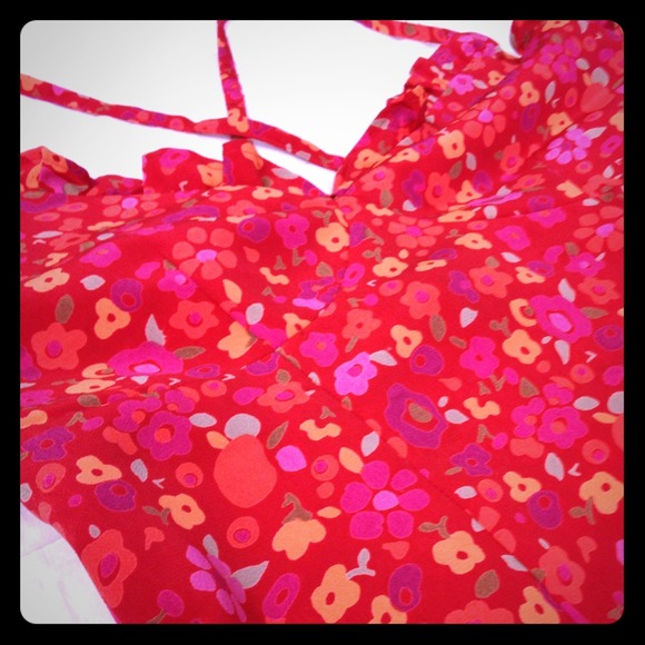 Gorgeous red orange/ pink neon knee length