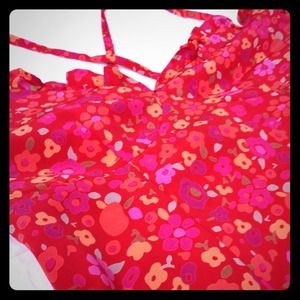 Gorgeous red orange/ pink neon knee length