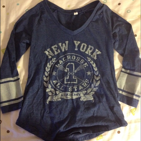 3/4 sleeve navy blue graphic tee - Picture 3 of 3