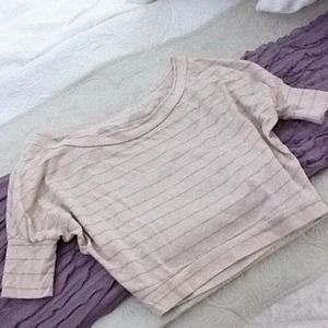 Papaya Cropped Striped Biege Top