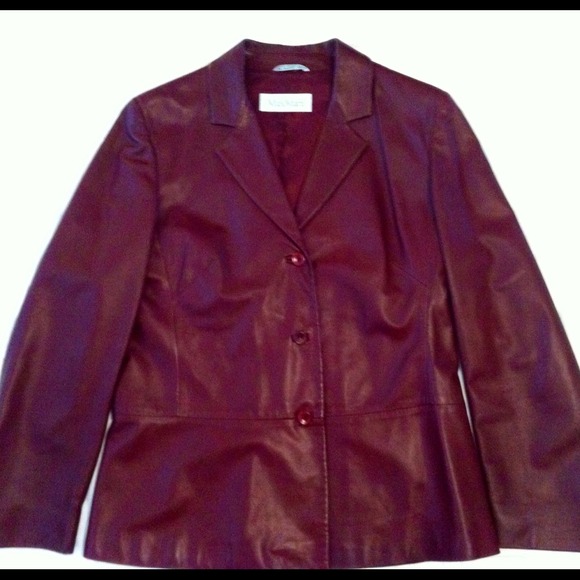 🔴SOLD🔴MAX MARA Bordeaux-colored Leather Blazer