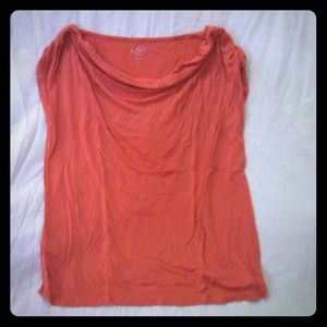 Coral sleeveless cowl-neck LOFT top. Petite
