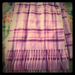 Pink and purple plaid 100% CASHMERE Scarf