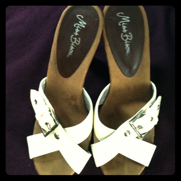 Cute slide on heels cream straps!!!