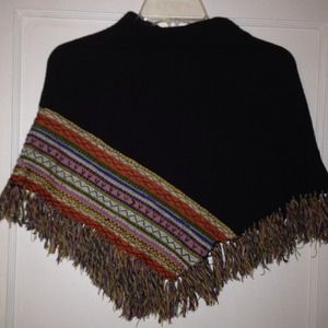 FREE PEOPLE SWEATER FRINGE PONCHO