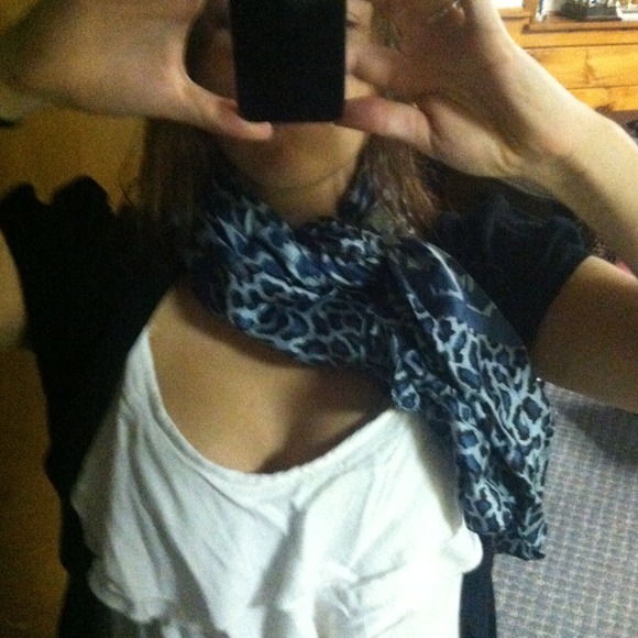 Silk  blue leap odd scarf